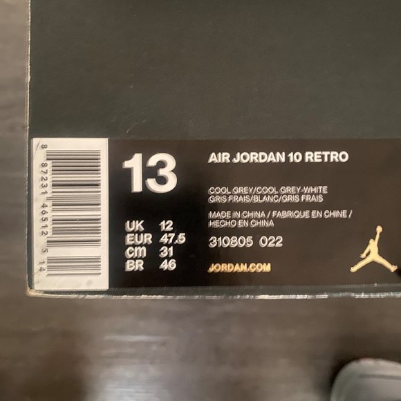 Wolf Grey Air Jordan Retro 10 - Picture 10 of 10